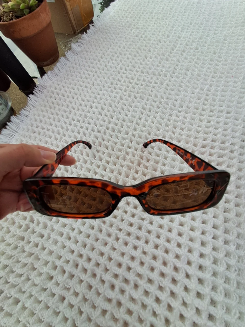 Tortoiseshell Rectangular Sunglasses - Amber Brown Lenses